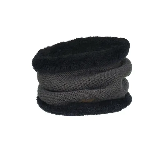 Tour de Cou en Tricot Hiver Doublé en Polaire Snood Chaud Épais Motif Feuille Gauffré Écharpe Extérieur Pour Hommes Femmes