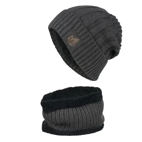 Gorro De Punto Cálido De Invierno Y Calentador De Cuello Gorro Térmico Con Forro Polar Para Adultos Accesorios Para Exteriores