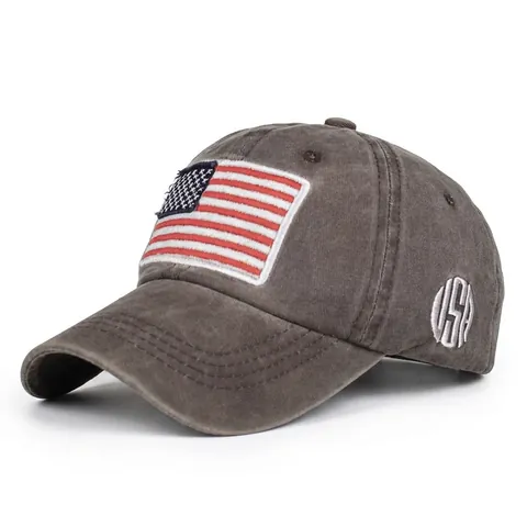 Berretto da Baseball Ricamato con Bandiera Americana in Cotone Lavato Lettere USA Retro Cappello da Sole Regolabile