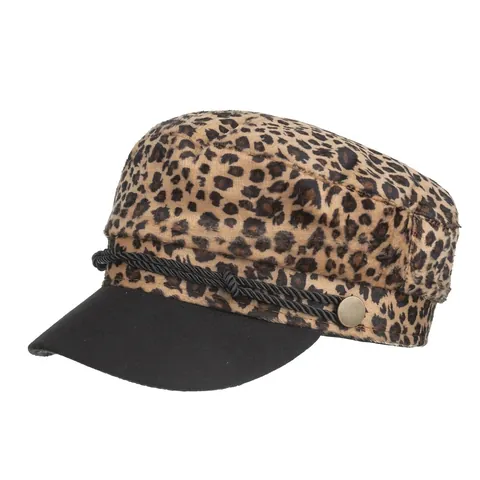 Luipaardprint Kadettenpet Voor Dames Wollen Vilt Militaire Hoed Met Gevlochten Touwdecoratie Vintage Herfst Winter Mode Accessoire