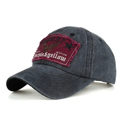 Berretto da Baseball in Cotone Lavato Vintage Distressed Ricamo Patch Aquila Regolabile Cappello da Sole Outdoor Uomo Donna