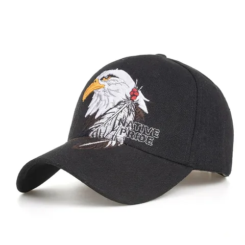 Polyester Adler Stickerei Baseballkappe Native Pride Schriftzug Sonnenhut Verstellbare Gebogene Krempe Outdoor Hut Unisex