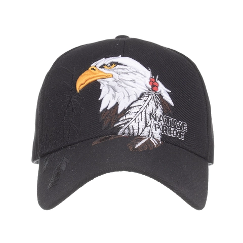Polyester Adler Stickerei Baseballkappe Native Pride Schriftzug Sonnenhut Verstellbare Gebogene Krempe Outdoor Hut Unisex