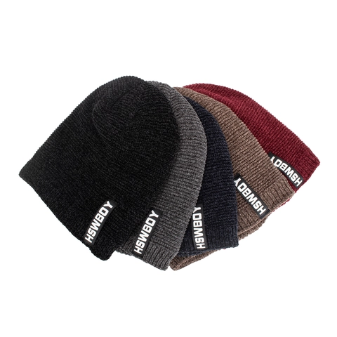 Winter Warm Knit Beanie Hat For Men Women Fleece Lined Thick Ribbed Skull Cap With Letter Patch Casual Outdoor Headwear