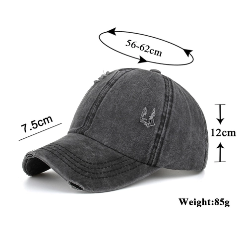 Gorra de Béisbol Lavada y Desgastada Con Agujero para Coleta Banda Elástica Cruzada Vintage Sombrero de Sol Para Mujeres Hombres