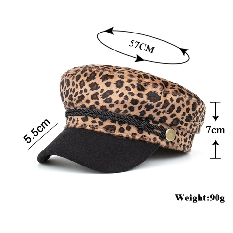 Cappello Newsboy con Stampa Leopardata da Donna Cappello Retro Baker Boy Testa Piatta Moda Autunno Inverno Cotone Poliestere