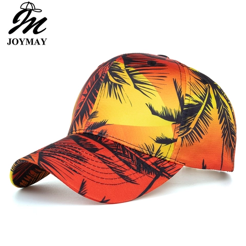 Tropical Palm Tree Floral Printed Baseball Cap Women Men Satin Polyester Adjustable Summer Beach Sunshade Vacation Hat