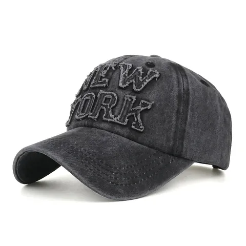 Washed Cotton New York Applique Embroidery Baseball Cap Distressed Retro Streetwear Sun Hat For Men Women Accessories
