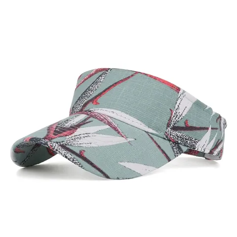 Women Men Tropical Leaf Floral Print Sun Visor Hat 100% Cotton Adjustable Open Top Beach Sport Cap