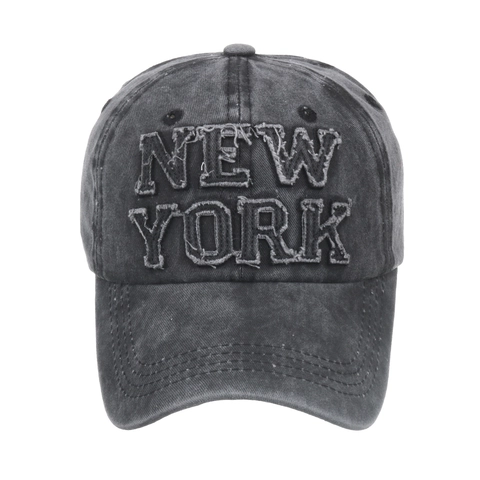 Washed Cotton New York Applique Embroidery Baseball Cap Distressed Retro Streetwear Sun Hat For Men Women Accessories