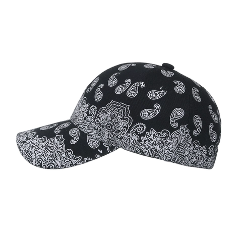 Berretto da Baseball con Stampa Paisley Uomo Donna Regolabile Misto Cotone Acrilico Visiera Curva Hip Hop Streetwear Sole Cappello