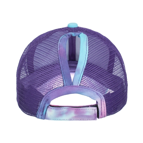 Women's Tie Dye Mesh Baseball Cap With Ponytail Hole Cotton Polyester Trucker Hat Adjustable Outdoor Sun Protection Cap