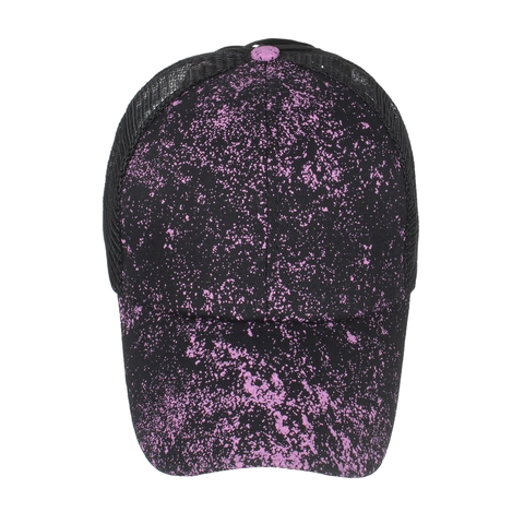 Damen Pferdeschwanz Baseballkappe High Messy Bun Überkreuzte Mesh Mütze Sternendruck Sonnenschutz Baumwollmischung Verstellbar