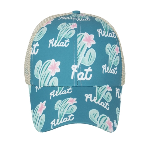 Damen Kaktus Druck Pferdeschwanz Baseballkappe Mesh Trucker Hut Mit Überkreuztem Gummiband Rücken Sommer Sonne Strandhut