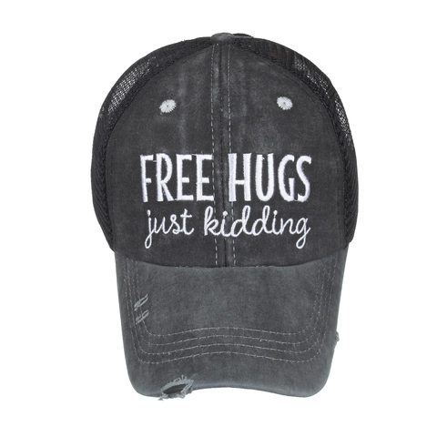 Women's Washed Cotton Mesh Ponytail Baseball Cap Distressed Letter Embroidered Sun Hat Breathable Criss Cross Trucker Hat