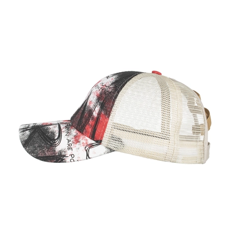 Dames Paardenstaart Honkbalpet Graffiti Print Mesh Trucker Pet Ademend Gekruist Elastiek Outdoor Zonneklep Pet