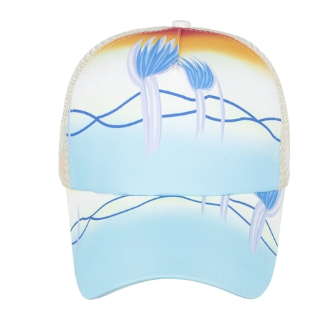 Damen Pferdeschwanz Baseballkappe Netz Criss Cross Messy Bun Hut Verstellbar Himmelblau Blumenmuster Sonnenschutz Trucker Hut Für Outdoor