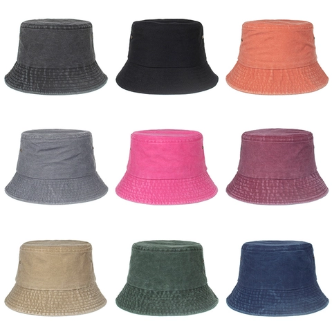 Cappello da Pescatore in Cotone Lavato Con Occhielli Metallici Protezione Solare Tesa Larga Vintage Outdoor Casual