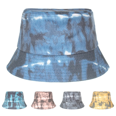 Cotton Tie-Dye Bucket Hat Sun Protection Wide Brim Fisherman Cap For Summer Outdoor Beach Travel Foldable Hat For Women Men