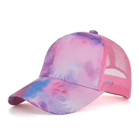 Cappello Trucker in Mesh con Stampa Tie-Dye Unisex Traspirante Regolabile Cappellino da Baseball Tesa Curva Protezione Solare Outdoor