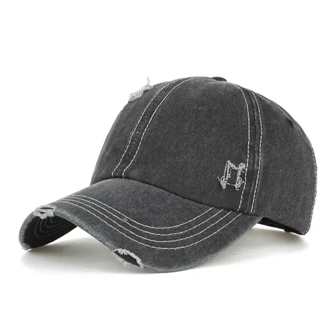 Vintage Baseballkappe Distressed Verstellbare Gewaschene Baumwolle Dad Hat Retro Kontrastnähte Zerrissene Outdoor Sport Kappe