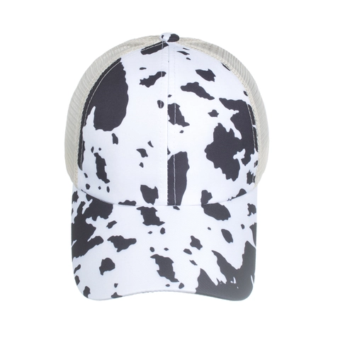 Cappellino da Baseball da Donna con Stampa Mucca e Coda di Cavallo Cappello Trucker con Elastico Incrociato Protezione Solare