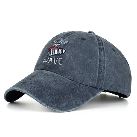 Cappellino da Baseball Vintage in Cotone Lavato Ricamo Lettera Surf Wave Regolabile Cappello da Sole Outdoor Sport Unisex