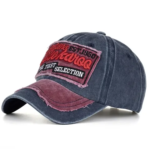 Berretto da Baseball Vintage in Cotone Lavato Con Toppa Ricamata Regolabile Cappello da Sole All'aperto Casual Sport