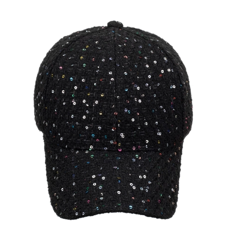 Women Sequined Tweed Baseball Cap Fashion Glitter Adjustable Sun Hat Outdoor Sparkly Elegant Casual Athletic Headwear