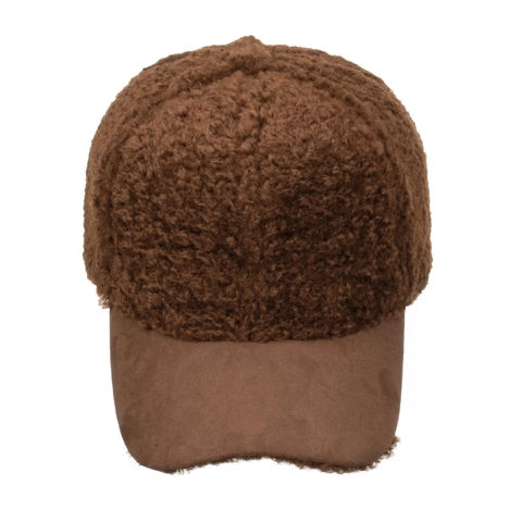 Gorra de Béisbol de Lana de Cordero Cálida de Invierno para Mujer Felpa Suave Color Sólido Ala Curva Ajustable Moda Casual