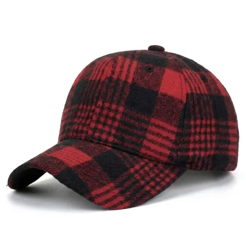 Klassische Buffalo Plaid Baseballkappe Für Damen Herren Vintage Gittermuster Gebogene Krempe Verstellbarer Winter Warmer Polyester Hut