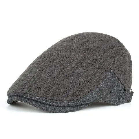 Vintage Men British Style Flat Cap Newsboy Hat For Autumn Winter Adjustable Warm Polyester Solid Color Duckbill Forward Hat