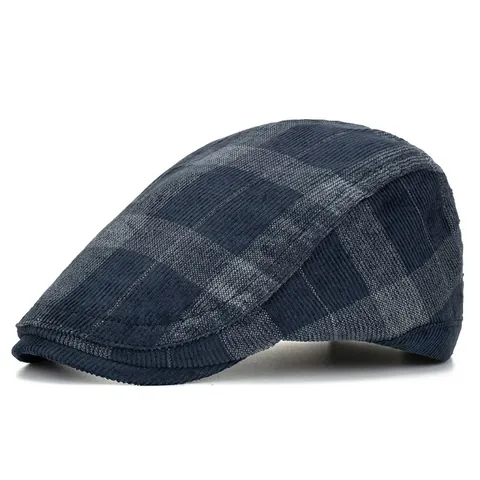 Coppola in Velluto a Coste Stile British Vintage con Motivo Scozzese per Uomo Donna Casual Warm Berretto Basco Newsboy Hat