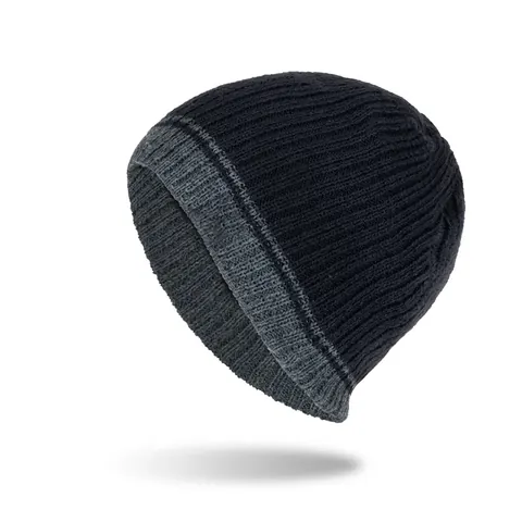 Gorro de Invierno Unisex de Punto Acanalado Cálido Forro de Felpa Color de Contraste Patchwork Gorro para Hombres Mujeres