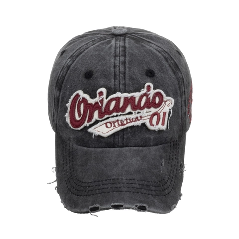 Berretto da Baseball in Cotone Lavato Vintage Effetto Distressed Ricamo Lettere Orlando Regolabile Cappello Sole per Uomo Donna Casual Sport All'aperto