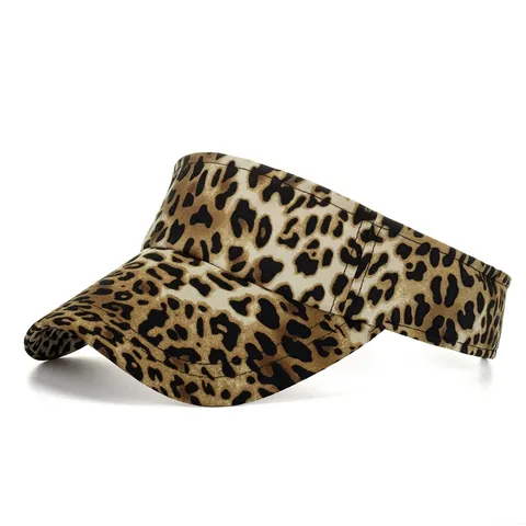Cappello Visiera Parasole Leopardata per Uomo Donna Sport Golf All'aperto Visiera Regolabile Protezione UV Spiaggia Estiva