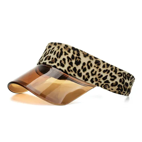 Cappello a Visiera con Stampa Leopardata Donna Estate Parasole Outdoor Casual Cappello da Golf Regolabile Leggero Accessorio Sportivo da Spiaggia