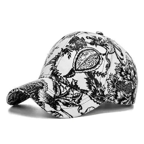 Berretto da Baseball con Stampa Botanica a Inchiostro Retrò per Uomo Donna Regolabile Poliestere Protezione Solare Cappello