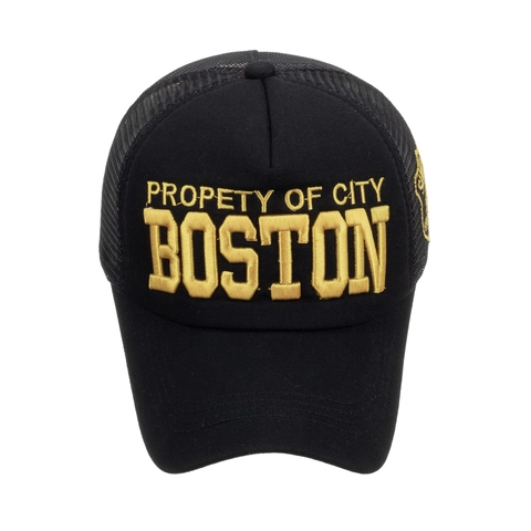 Casquette Trucker Brodée Boston Arrière en Maille Protection Solaire Réglable Chapeau de Sport Homme Femme Mélange de Coton