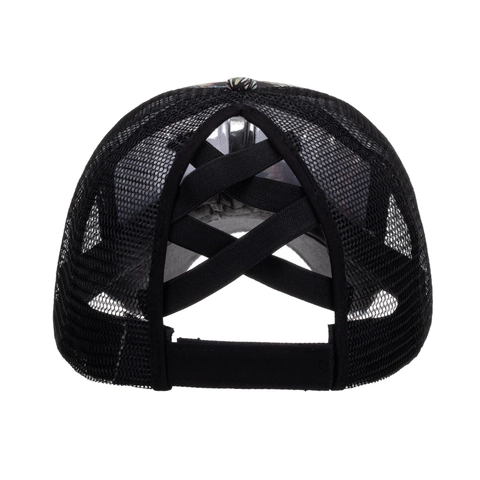 Berretto da Baseball in Rete Con Stampa a Girasole Donna Cappello Con Coda di Cavallo Incrociata Protezione Solare Traspirante