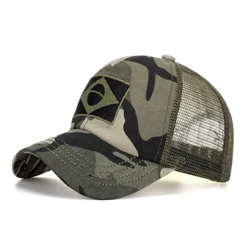 Berretto Trucker in Rete Mimetico da Donna con Toppa Bandiera Cotone Stampato Berretto da Baseball Regolabile Protezione Solare