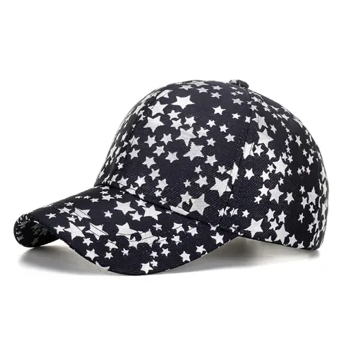 Berretto da Baseball Unisex con Stampa a Stelle Poliestere Cappello Parasole Regolabile Motivo a Stelle Allover Hip Hop Streetwear