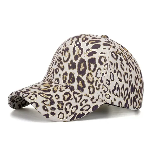 Casquette de Baseball Imprimé Léopard Mode Bronzage Feuille d'Or Chapeau de Soleil Réglable pour Femmes Hommes Outdoor Casual Sport