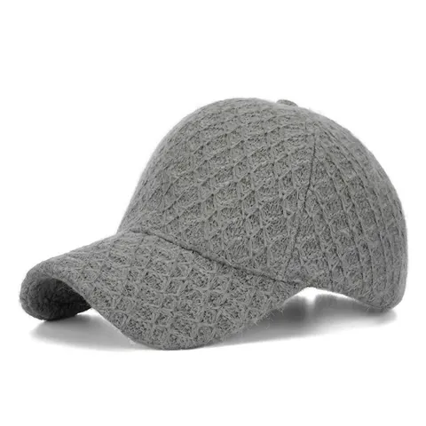 Winter Dikke Warme Gebreide Baseballpet Voor Dames Heren Polyester Diamantpatroon Mode Outdoor Zonwering Pet