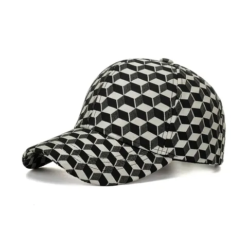 Berretto da Baseball con Motivo Geometrico a Cubo 3D in Poliestere Regolabile Snapback Cappello da Sole Unisex Outdoor