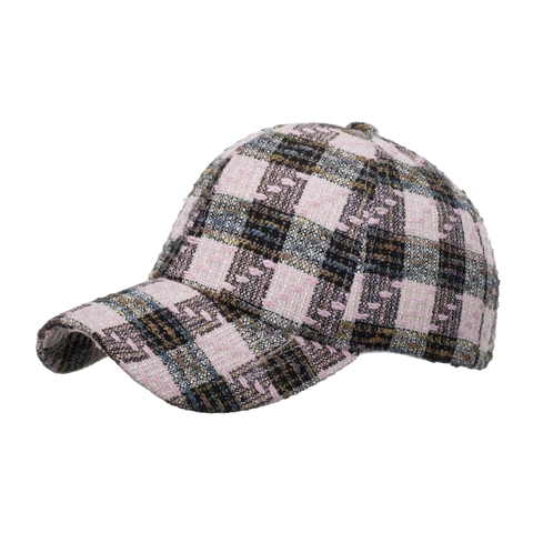 Autumn Winter Plaid Tweed Baseball Cap For Women Men Fashion Checkered Duckbill Hat Warm Polyester Outdoor Sport Sunshade Cap