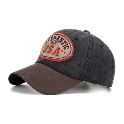 Retro Washed Cotton Baseball Cap USA Patch Embroidery Contrast Color Distressed Dad Hat For Men Women Outdoor Fashion