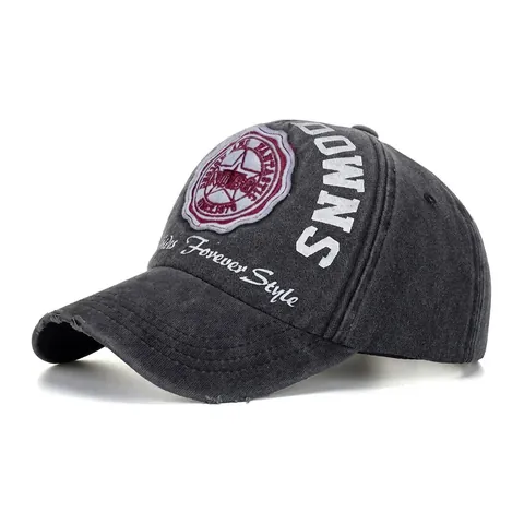 Berretto da Baseball Vintage in Cotone Lavato Ricamo a Lettere Distressed Patchwork Regolabile Cappello da Sole Outdoor per Uomo Donna