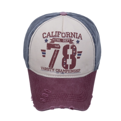 Gorra de Béisbol Vintage de Algodón Lavado Ala Rasgada California 78 Estampado de Letras Sombrero de Sol Deportivo Ajustable Unisex
