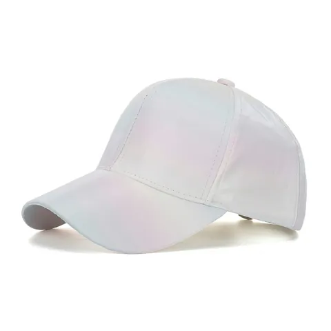 Gorra de Béisbol Metálica Iridiscente Color Macaron Degradado de Ensueño Sombrero de Sol para Mujer Verano Viaje Ajustable